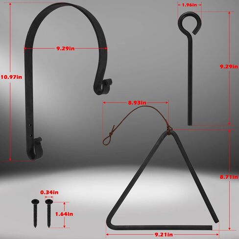 Triangle Dinner Bell Including Metal Hanger and Call Striker, Classical Cast Steel Cowboy Western Dinner Calling Bell for Chuck Wagon Décor in Saudi Arabia