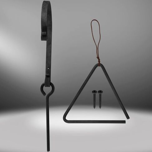 Triangle Dinner Bell Including Metal Hanger and Call Striker, Classical Cast Steel Cowboy Western Dinner Calling Bell for Chuck Wagon Décor in Saudi Arabia