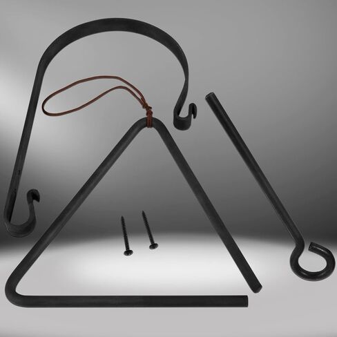 Triangle Dinner Bell Including Metal Hanger and Call Striker, Classical Cast Steel Cowboy Western Dinner Calling Bell for Chuck Wagon Décor in Saudi Arabia