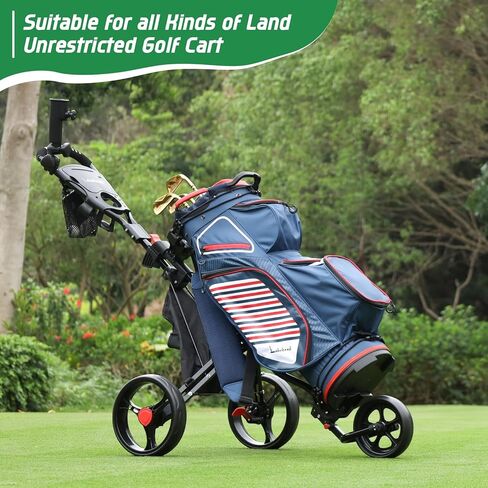 Lakehood Golf Push Cart, Lightweight Push Cart Golf, 3 Wheel Golf Push Carts Easy to Open/Fold with Scorecard Holder Umbrella Holder Storage Bag Golf Pull Cart Golf Bag Cart for Golfer Lovers in Kuwait