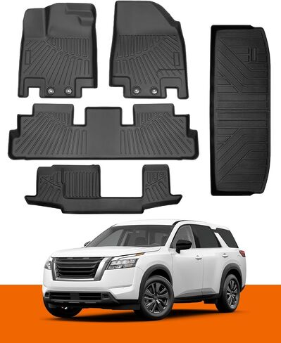 Floor Mat & Trunk Mat Compatible with 2022-2024 Nissan Pathfinder (7 Passenger Models),All Weather TPE Car Floor Liners Carpet Custom Fit for Nissan Pathfinder Accessories in Saudi Arabia
