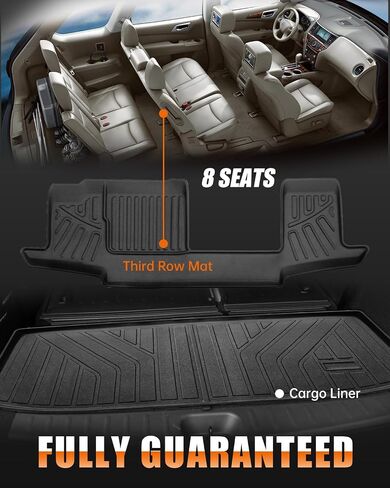 Floor Mat & Trunk Mat Compatible with 2022-2024 Nissan Pathfinder (7 Passenger Models),All Weather TPE Car Floor Liners Carpet Custom Fit for Nissan Pathfinder Accessories in Saudi Arabia