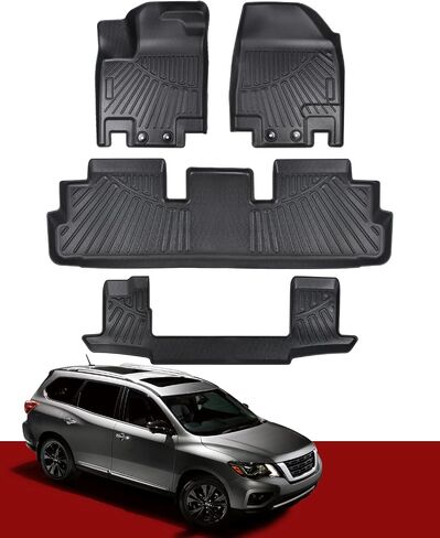 Floor Mat & Trunk Mat Compatible with 2022-2024 Nissan Pathfinder (7 Passenger Models),All Weather TPE Car Floor Liners Carpet Custom Fit for Nissan Pathfinder Accessories in Saudi Arabia