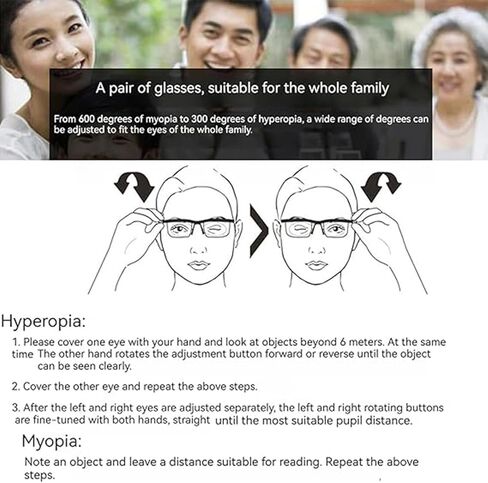 CROOT Adjustable Glasses Dial Vision, Adjustable Vision Eyeglasses Near and Far Sight for Men And Women in Kuwait