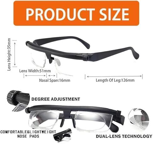 نظارات EXGYAN Flex Focus القابلة للتعديل لرؤية القرص، نظارات رؤية قابلة للتعديل للتركيز، نظارات رؤية قابلة للتعديل Flexvision رؤية قريبة وبعيدة للرجال والنساء (قطعة واحدة) in Kuwait