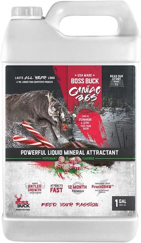 Boss Buck Caniac 365 Liquid Mineral Deer Attractant | Bio-Active Flavored Powerful Mineral Feed Supplement for Deer in Saudi Arabia