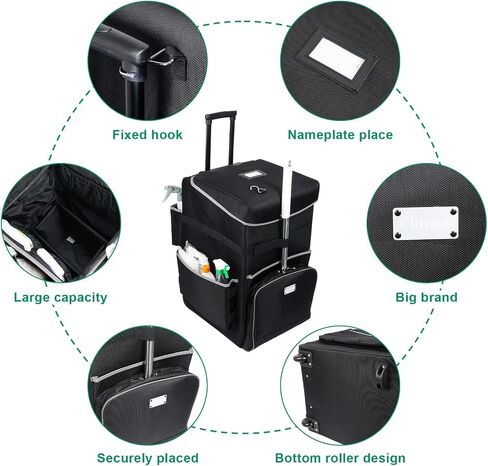 Cleaning Carts on Wheels with Removable Cleaning Caddy, Professional House Cleaning Caddy on Wheel, Cleaning Supplies Organizer Caddy,Cleaning Bag with Handle for Housekeepers (Medimu) in Saudi Arabia