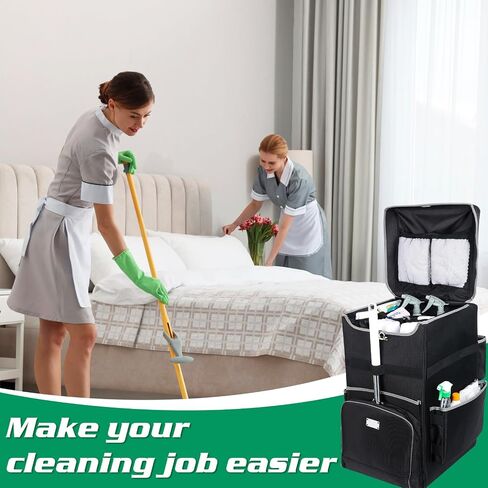 Cleaning Carts on Wheels with Removable Cleaning Caddy, Professional House Cleaning Caddy on Wheel, Cleaning Supplies Organizer Caddy,Cleaning Bag with Handle for Housekeepers (Medimu) in Saudi Arabia