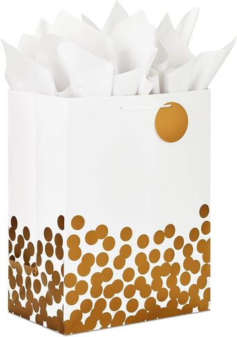 Hallmark 15" Extra Large Mother's Day Gift Bag with Tissue Paper (Bright Pink with Black Dots and Gold Foil) for Moms, Nanas, Grandmas in Saudi Arabia