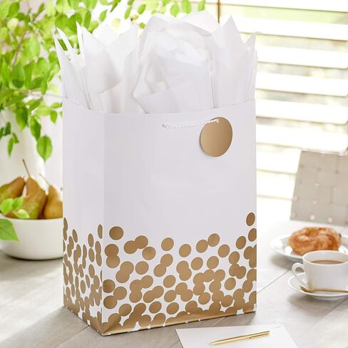 Hallmark 15" Extra Large Mother's Day Gift Bag with Tissue Paper (Bright Pink with Black Dots and Gold Foil) for Moms, Nanas, Grandmas in Saudi Arabia