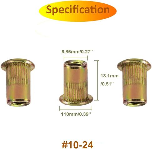 SCNUT 40 قطعة 1/4-20UNC صواميل برشام من الفولاذ الكربوني، رأس مسطح، صامولة إدراج ملولبة للمعادن مع جسم مخرش، صواميل مطلية بالزنك شديدة التحمل in Saudi Arabia