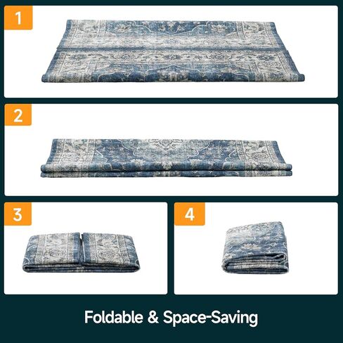 سجادة منطقة قابلة للغسل في الغسالة مقاس 6'x9'، سجاد منطقة بتصميم عتيق، سجادة منخفضة الوبر غير قابلة للانزلاق، سجاد سجاد كبير داخلي قابل للطي لغرفة المعيشة وغرفة النوم وغرفة الطعام والمطبخ والمكتب in Kuwait