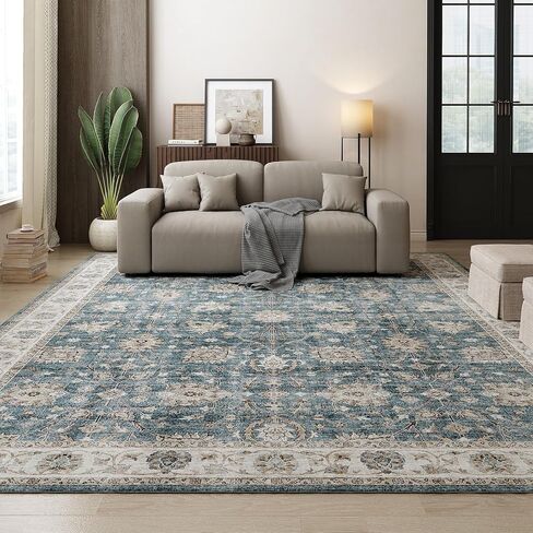 سجادة منطقة قابلة للغسل في الغسالة مقاس 6'x9'، سجاد منطقة بتصميم عتيق، سجادة منخفضة الوبر غير قابلة للانزلاق، سجاد سجاد كبير داخلي قابل للطي لغرفة المعيشة وغرفة النوم وغرفة الطعام والمطبخ والمكتب in Kuwait