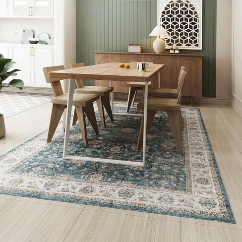 سجادة منطقة قابلة للغسل في الغسالة مقاس 6'x9'، سجاد منطقة بتصميم عتيق، سجادة منخفضة الوبر غير قابلة للانزلاق، سجاد سجاد كبير داخلي قابل للطي لغرفة المعيشة وغرفة النوم وغرفة الطعام والمطبخ والمكتب in Kuwait