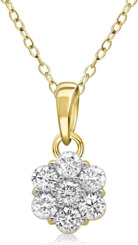 ألماس صديق 1/4 قيراط - 1/2 قيراط | ذهب أصفر عيار 10 قيراط | قلادة من 7 أحجار ألماسية معتمدة من IGI in Kuwait