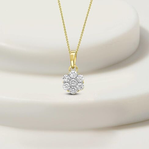 ألماس صديق 1/4 قيراط - 1/2 قيراط | ذهب أصفر عيار 10 قيراط | قلادة من 7 أحجار ألماسية معتمدة من IGI in Kuwait