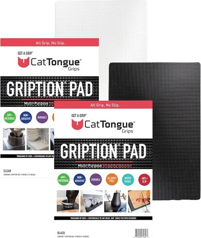 وسادات قبضة غير لاصقة من CatTongue - حصيرة محمولة متعددة الأغراض غير قابلة للانزلاق لمنع الأدوات والأدوات والعتاد من الانزلاق أو الانزلاق أو التحول (أسود) in Kuwait