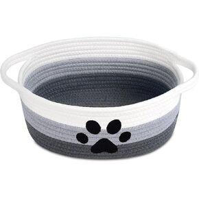 ABenkle Small Woven Basket with Handle, Cute Dog Baskets for Gifts Empty, Decorative Rope Woven Storage Dog Toy Basket, Nursery Baskets for Baby Shower, 12" x 8" x 5" in Saudi Arabia