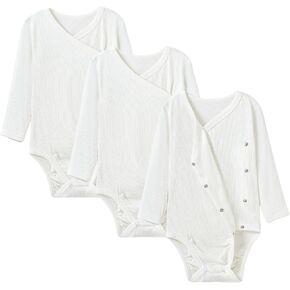 DEFAHN فيسكوز من الخيزران Baby Snap Bodysuit Kimono Onsies 3-Pack طويل كم قصير صبي فتاة أولاد in Kuwait