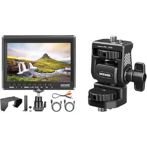 NEEWER F100 7inch Camera Field Monitor + Monitor Mount Holder Bracket, HD Video Assist IPS 1280x800 HDMI Input 1080p with Sunshade and Ball Head for DSLR/Handheld Stabilizer (Battery Not Included) in Saudi Arabia