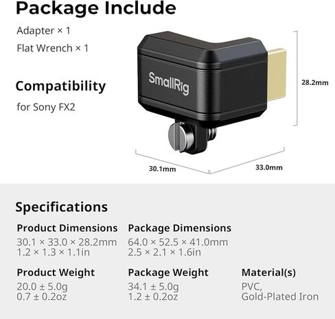 محول SmallRig HDMI لجهاز Sony FX2، عالي الوضوح، نقل بيانات ثابت، تركيب سريع بدون أدوات، للتصوير العمودي - 5593 in Kuwait