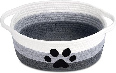 ABenkle Small Woven Basket with Handle, Cute Dog Baskets for Gifts Empty, Decorative Rope Woven Storage Dog Toy Basket, Nursery Baskets for Baby Shower, 12" x 8" x 5" in Saudi Arabia