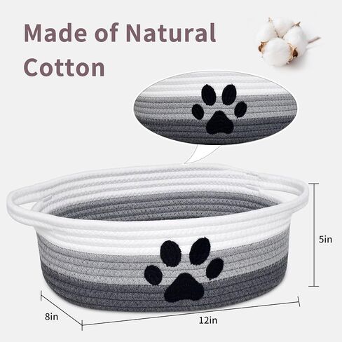 ABenkle Small Woven Basket with Handle, Cute Dog Baskets for Gifts Empty, Decorative Rope Woven Storage Dog Toy Basket, Nursery Baskets for Baby Shower, 12" x 8" x 5" in Saudi Arabia