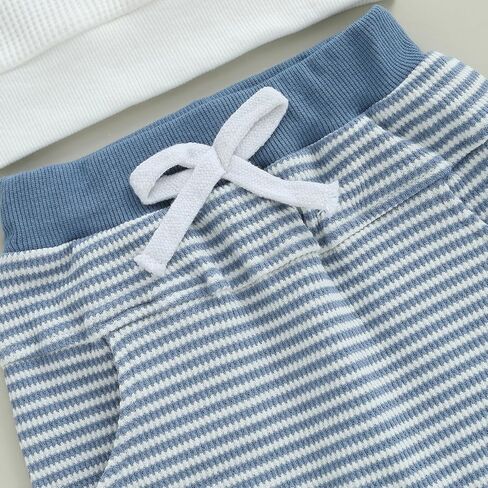 Toddler Baby Boys Fall Outfits Infant Long Sleeve Waffle Knit Clothing Sets 2pcs Color Block Winter Clothes in Kuwait