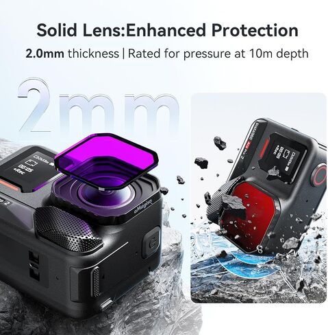 مرشح عدسات الغوص لـ Insta360 Ace Pro 2، حافظة مضادة للماء لكاميرا الحركة، ملحقات مرشح الغوص باللون الأحمر والوردي والأرجواني (أحمر فاتح) in Saudi Arabia