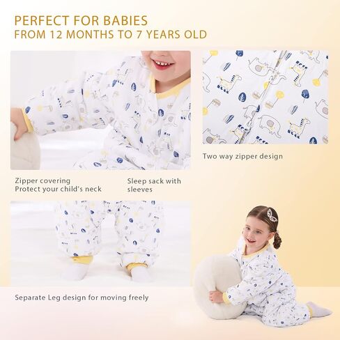 WONDAY Toddler Sleep Sack with Legs, 2.5 TOG Winter Wearable Blanket, Cozy Cotton Walker Sleep Sack for Boys & Girls in Saudi Arabia