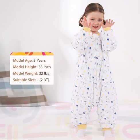 WONDAY Toddler Sleep Sack with Legs, 2.5 TOG Winter Wearable Blanket, Cozy Cotton Walker Sleep Sack for Boys & Girls in Saudi Arabia