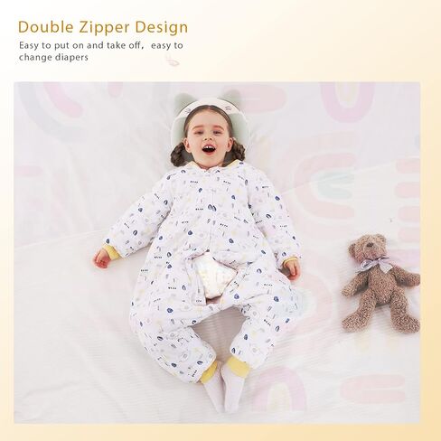 WONDAY Toddler Sleep Sack with Legs, 2.5 TOG Winter Wearable Blanket, Cozy Cotton Walker Sleep Sack for Boys & Girls in Saudi Arabia