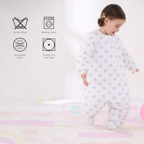كيس نوم للأطفال الصغار مع أرجل من WONDAY، بطانية شتوية يمكن ارتداؤها 2.5 TOG، كيس نوم مريح من القطن للأولاد والبنات in Kuwait
