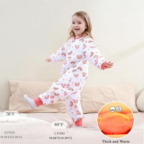Toddler Sleep Sacks 2.5 TOG Winter Long Sleeve Sleep Sack with Legs 2-Way Zipper Baby Wearable Blanket in Saudi Arabia