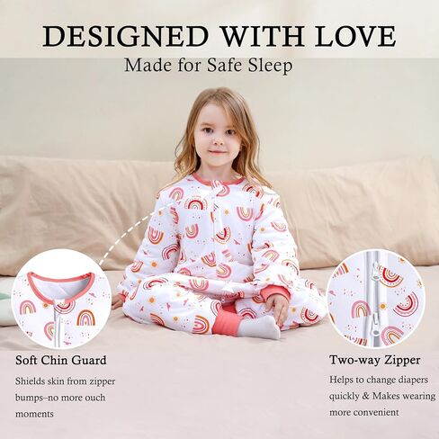 Toddler Sleep Sacks 2.5 TOG Winter Long Sleeve Sleep Sack with Legs 2-Way Zipper Baby Wearable Blanket in Saudi Arabia