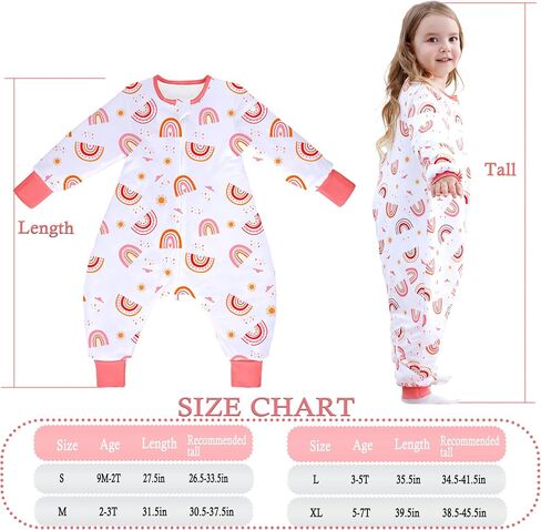 Toddler Sleep Sacks 2.5 TOG Winter Long Sleeve Sleep Sack with Legs 2-Way Zipper Baby Wearable Blanket in Saudi Arabia