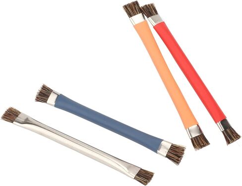 Anti Static Brush Double Head Electronics Cleaner 4Pcs Set for Motherboard Chip Camera Mobile Phone Parts Cleaning Stainless Steel Orange Blue Red Silver in Saudi Arabia
