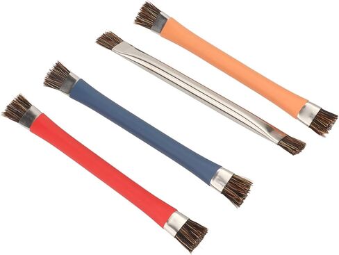 Anti Static Brush Double Head Electronics Cleaner 4Pcs Set for Motherboard Chip Camera Mobile Phone Parts Cleaning Stainless Steel Orange Blue Red Silver in Saudi Arabia