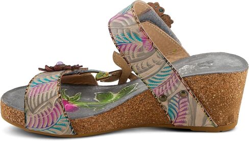 صنادل Spring Step L'Artiste MOAI النسائية - صندل منزلق مزخرف يدويًا بزهور مع حزام قابل للتعديل، نعل داخلي مبطن، نعل مطاطي، كعب منخفض مريح in Kuwait