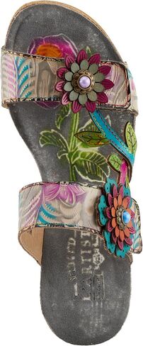 صنادل Spring Step L'Artiste MOAI النسائية - صندل منزلق مزخرف يدويًا بزهور مع حزام قابل للتعديل، نعل داخلي مبطن، نعل مطاطي، كعب منخفض مريح in Kuwait