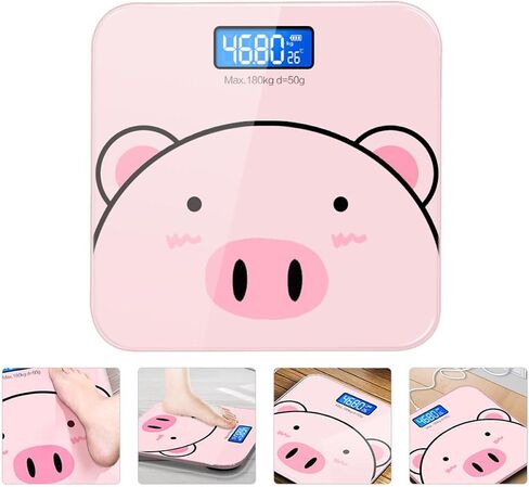 Vaguelly Cartoon Electronic Body Weight Scale USB Rechargeable Multi-Function Digital Bathroom Scale with Tempered LCD Display and Units for Home Use in Saudi Arabia