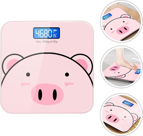 Vaguelly Cartoon Electronic Body Weight Scale USB Rechargeable Multi-Function Digital Bathroom Scale with Tempered LCD Display and Units for Home Use in Saudi Arabia