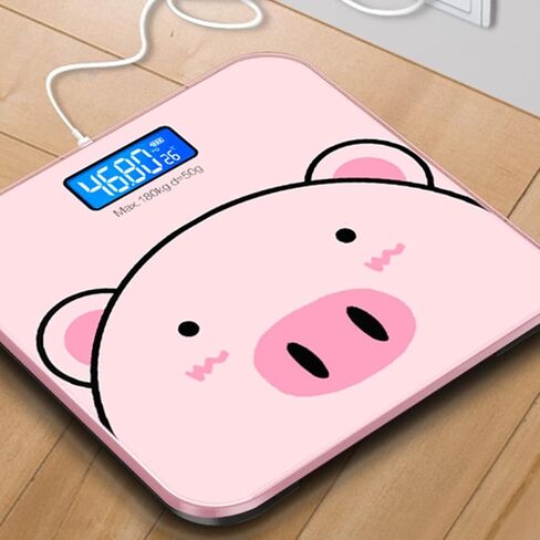 Vaguelly Cartoon Electronic Body Weight Scale USB Rechargeable Multi-Function Digital Bathroom Scale with Tempered LCD Display and Units for Home Use in Saudi Arabia