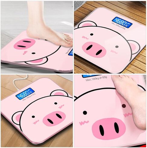 Vaguelly Cartoon Electronic Body Weight Scale USB Rechargeable Multi-Function Digital Bathroom Scale with Tempered LCD Display and Units for Home Use in Saudi Arabia