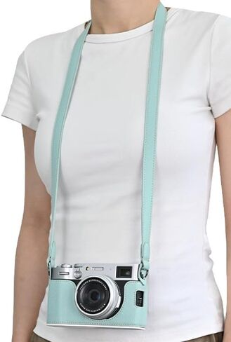 Travel Essentials Palm-Pattern PU Camera Organizer Bag – Portable Travel Pouch & Camera Accessories Organizer with Window Base (Light Blue) in Saudi Arabia