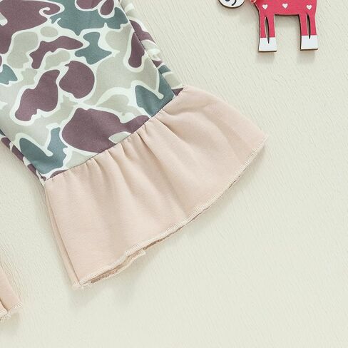 Toddler Baby Girl Hunting Outfit Camo Deer Bell Bottom Overalls Romper Sleeveless One Piece Jumpsuit Fall Clothes in Saudi Arabia