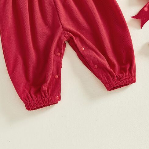 Newborn Baby Boy Girl Christmas Outfit Santa Smocked Romper Peter Pan Collar Long Sleeve Corduroy Jumpsuit Clothes in Saudi Arabia