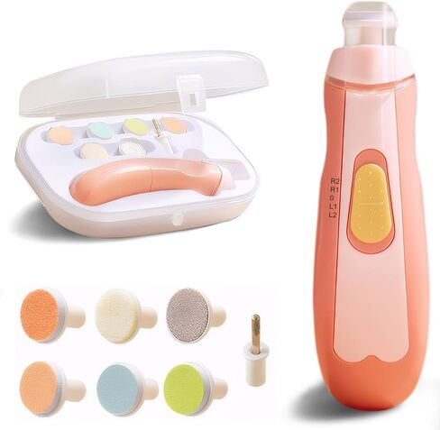 Baby Nail Trimmer Electric | Safe + Easy Baby Nail Trimmer, Baby Nail Clippers + Nail Filer Buffer, Trim Polish Grooming kits for Newborn Toddler or Adults’ Nails, 7 Grinding Heads and LED Light in Saudi Arabia