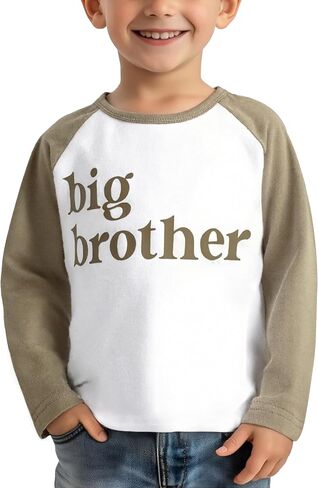 تي شيرت Big Brother للأطفال الصغار قمصان راجلان بأكمام طويلة تيشيرتات إعلان Big Bro للأطفال ملابس خريفية in Kuwait