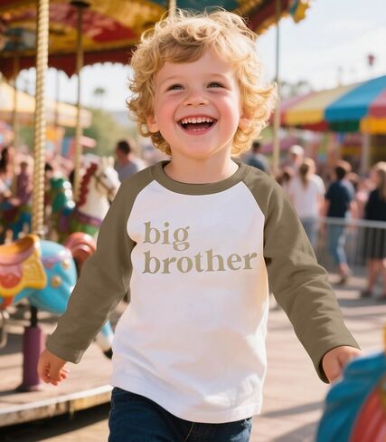 تي شيرت Big Brother للأطفال الصغار قمصان راجلان بأكمام طويلة تيشيرتات إعلان Big Bro للأطفال ملابس خريفية in Kuwait
